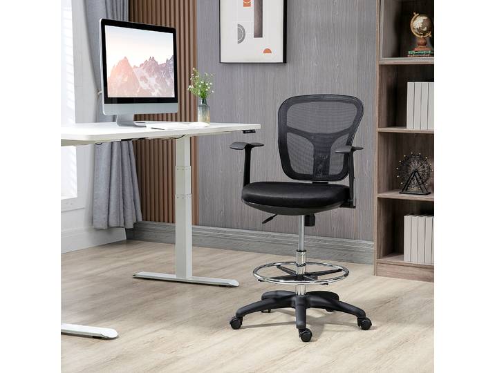 Vinsetto Chaise Bureau Pivotante Repose-Pied Maille