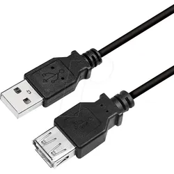 LOGILINK CU0010B - USB 2.0 Kabel, A Stecker auf A Buchse, schwarz, 2,0 m