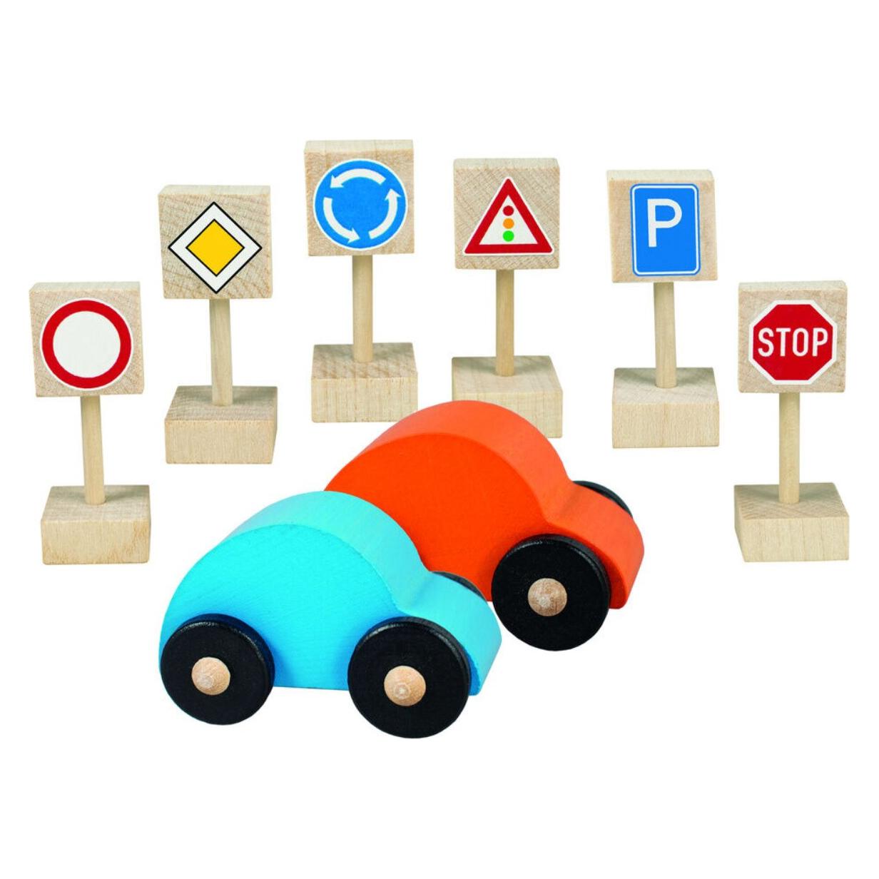 Teddies Autos mit Verkehrsschildern (14768)