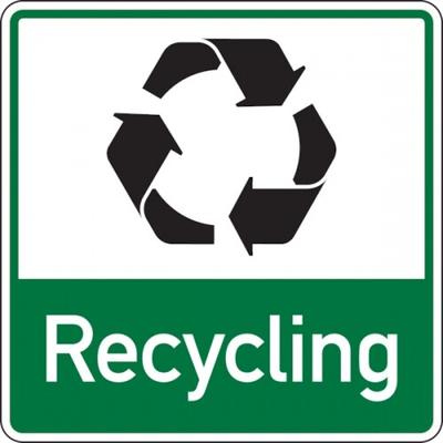 Aufkleber Abfallkennzeichen, Recycling, grün - 100 x 100 mm Folie selbstklebend