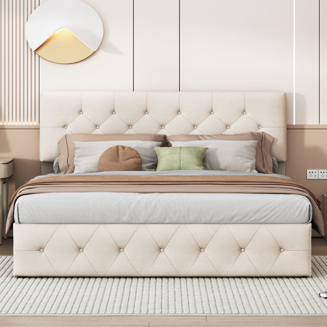 Canora Grey Bed Beige European Double (140 x 200 cm)