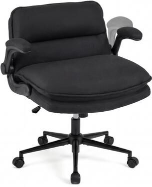 Costway Criss Cross Chair on Wheels with Flip-up Arms Adjustable Height-Gray