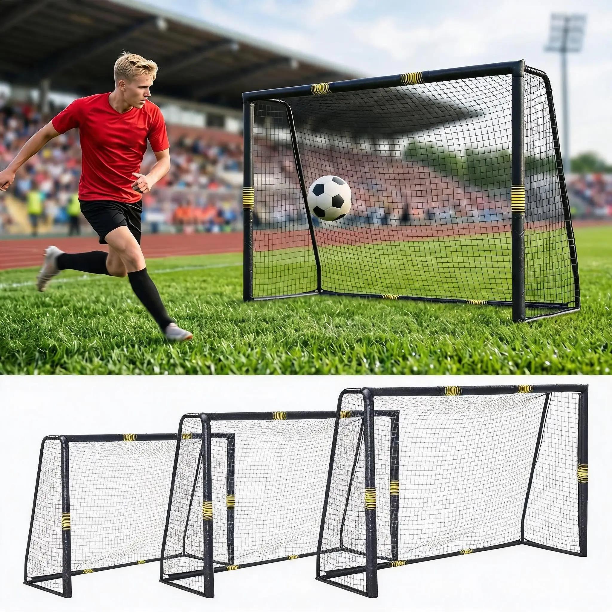 Fußballtor - Trainingstor - 300 cm - Edelstahlrahmen - Pulverbeschichtet - PE-Netz - Bodenanker - Wetterfest