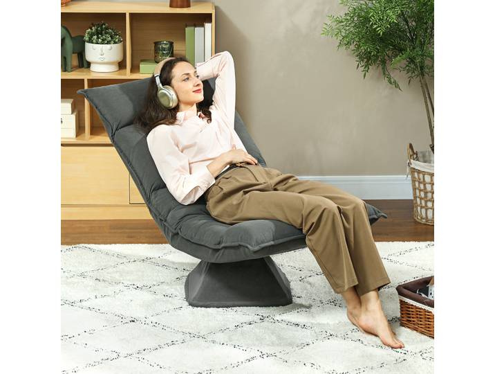 HOMCOM Fauteuil Pivotant Moderne 5 Positions Gris Foncé