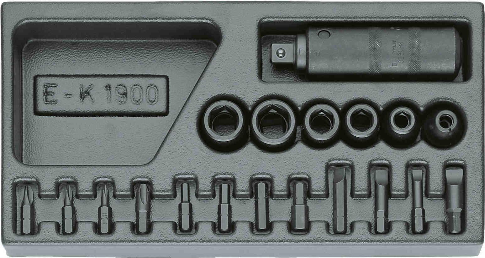 Gedore schroefverzameling 1/2 inch, type 1500 ES-K, 1900, in 1/3 ES-module