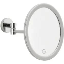 tesa, Kosmetikspiegel, VISIOON LED-Kosmetikspiegel mit Beleuchtung, 5-fach-Vergröss. - Wandmontage ohne Bohren, Chrom