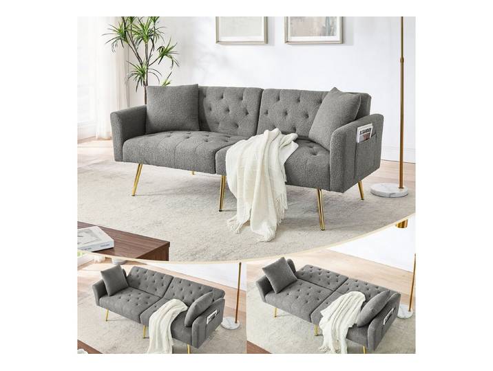 ANYSUN 2-Sitzer Zweisitzer-Sofa, Moderner Teddyfell-Bouclé sofa, 3-stufige verstellbare Rückenlehne,2 beigelegte Kissen, weich & komfortabel für Wohnzimmer,Mietwohnung,kleines Apartment