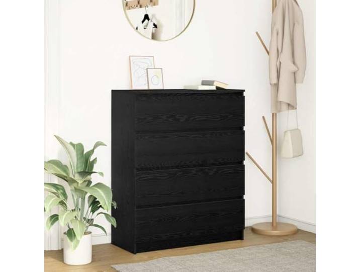 Jkghdrt Sideboard Schwarz Eichen-Optik 80x35x99 cm Holzwerkstoff Stauraum Minimalistisches Design, robuste Holzwerkstoff-Konstruktion, vielseitig einsetzbar, pflegeleichte Oberfläche, mit