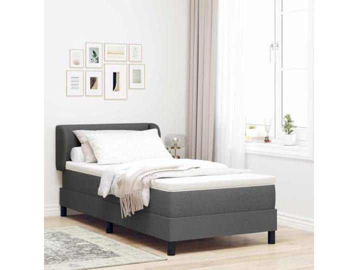 WDGJJFECNMUEHI Verstellbares Kopfteil Stoff Grau 100 x 200 cm Boxspringbett mit Matratze Dunkelgrau 100x200 Stoff verstellbares Kopfteil Taschenfederkern Komfortbett mit Topper für