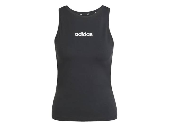 adidas Damen Essentials Linear Slim Cotton Tank Shirt, Black/White, XS