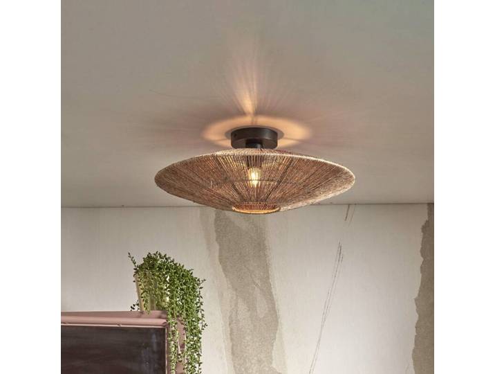 Good & Mojo Deckenlampe Iguazu, dimmbar, Holz hell, für Wohn- / Esszimmer, Textil / Stoff / Seide, Deckenlampe