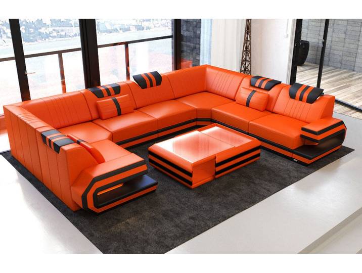 Designsofa Ragusa U-Form aus Leder