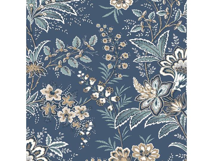 Laura Ashley Vliestapete antikes Textil 1000x52cm, Blau, Papier, Kunststoff, Baum/Pflanze/Natur, Rechteckig, 52x1000 cm, Tapeten & Wandverkleidungen, Vliestapeten