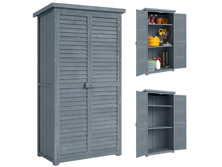 Outsunny Gartenschrank Holz Geräteschuppen Gartenhaus Geräteschrank Grau