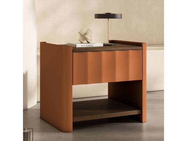 Nachttisch Modern Holz Mikrofaser Leder Beistelltisch Rillen SchubladeBeige Nachttisch Modern Holz Mikrofaser Leder Beistelltisch Rillen Schublade Ablage Offen Nacht Konsole Sofatisch Klein Beige