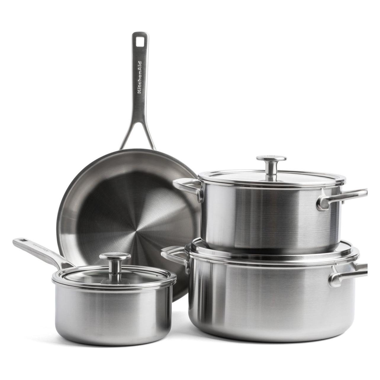 KitchenAid MultiPly Stainless Steel Braadpan 24cm/Kookpot 20+24cm/Steelpan 16cm 7-delig (CC004914-001)
