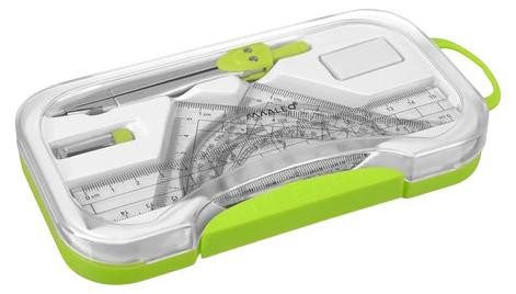 Maaleo 27975 Geometrische set met passer, liniaal en meetlint, 7-delig, groen