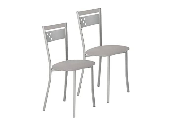 ASTIMESA Zwei Küchenstühle aus Metall, Rückenlehne und Sitzfläche, Grau