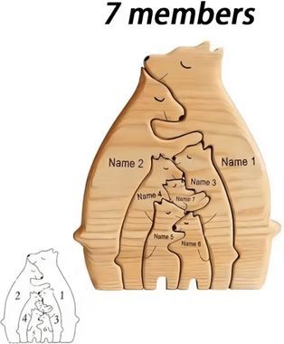 Inspire Curations Personalized Wooden Bear Family Puzzle Custom Bear Family Puzzle Personalized Family Name Decor For Home 7 Members customized