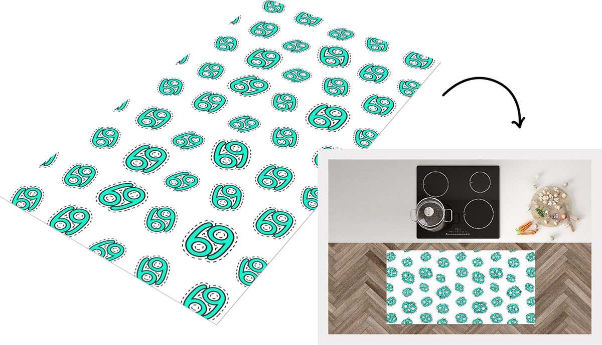 Keukenloper Vinyl met Kreeft Astrologie Design - 120 x 60 cm