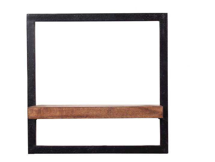 Wandregal Ecuador natur/schwarz Holz/Metall B 35 T 25 cm