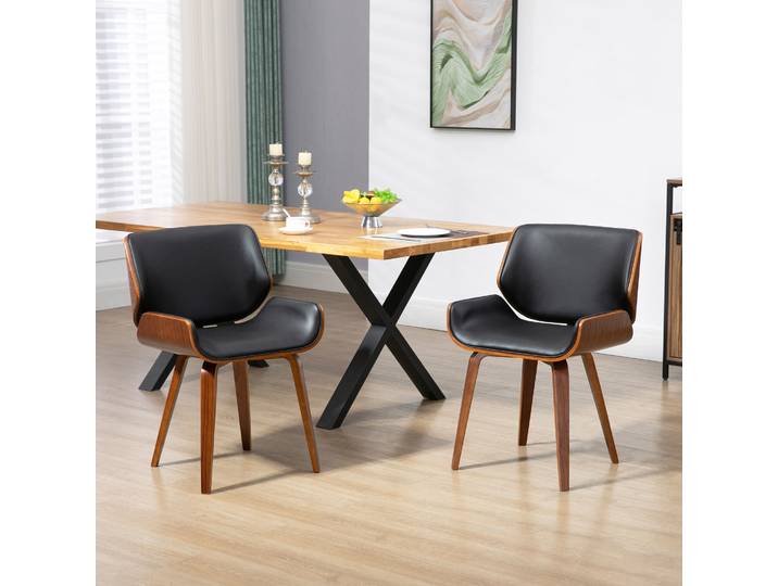HOMCOM Chaises Salle à Manger Vintage Noir Marron 2pcs