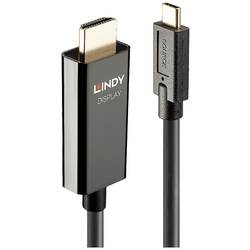 LINDY USB-C® Anschlusskabel USB-C® Stecker, HDMI-A Stecker 5.00 m Schwarz 43315 4K UHD USB-C®-Displaykabel