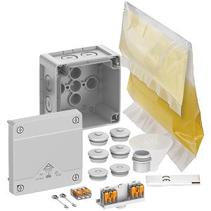 Spelsberg Abzweigdose Abox Pro XT SLK-2,5², wasserdicht IP66, 92 x 92 mm, Kunststoff, mit Kabelklemmen & Gießharz, Aufputz