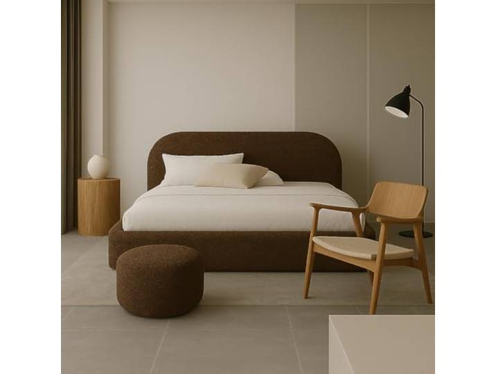 Sofello Moon Polsterbett mit Lattenrost aus Holz mit AUFHEBEN 90x200 120x200 140x200 160x200 180x200 200x200 (Quelle 26 - braun, 90x200)