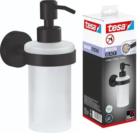 Tesa MOON BLACK Wandseifenspender matt inkl. Klebelösung