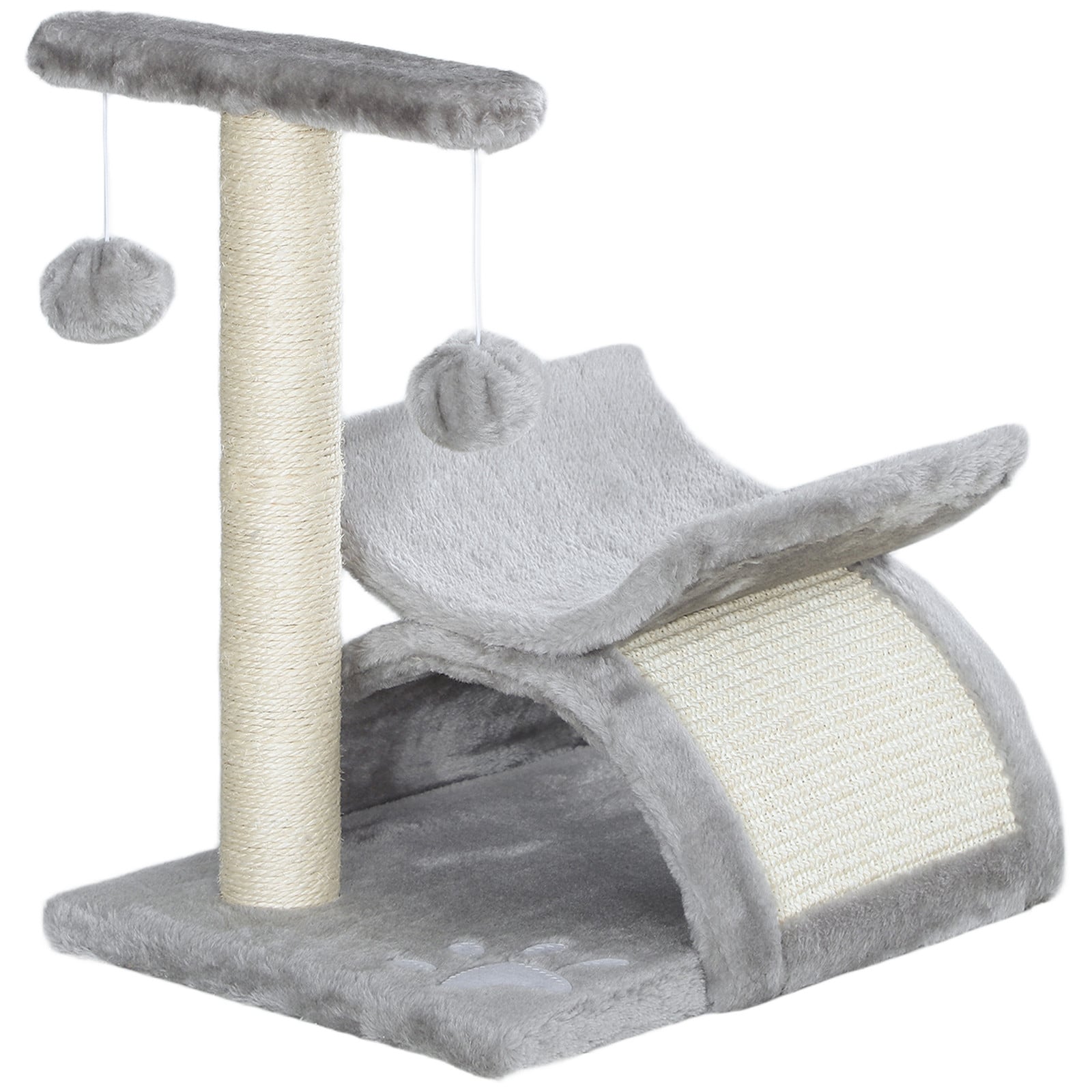 PawHut kattenboom met bal en krabpaal, lichtgrijs