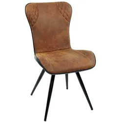 Esstisch Stühle in Cognac Braun Gestell aus Metall in Schwarz (4er Set)