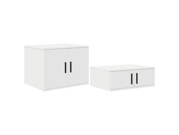 KUPTYERFG Aufbewahrungsschrank 2er Set Weiß 127x41x40 cm Sideboard Vielseitiges Beistellmöbel für Wohnzimmer und Schlafzimmer mit Scharniertüren und offenen Fächern für Ordnung.