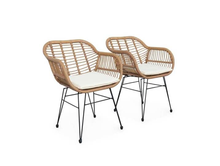 sweeek - Fauteuil de jardin effet rotin résine et métal (lot de 2) WONDAMA