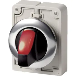 Eaton 187125 Leuchtwahltaste, RMQ-Titan, mit Knebelgriff, rastend, 2 Stellungen (V-Stellung), rot, Frontring Metall M30C-FWLKV-R