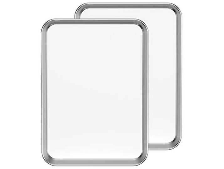 Bastwe Backblech-Set, 45,7 cm, handelsübliche Edelstahl-Backform, professionelles Backgeschirr, Ofenblech, gesund und ungiftig, rostfrei, spiegelnde Oberfläche, leicht zu reinigen spülmaschinenfest