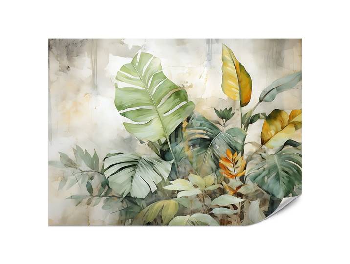 FOTOTAPETE für Wohnzimmer Tropische Blätter Aquarell Abstrakt 200x140