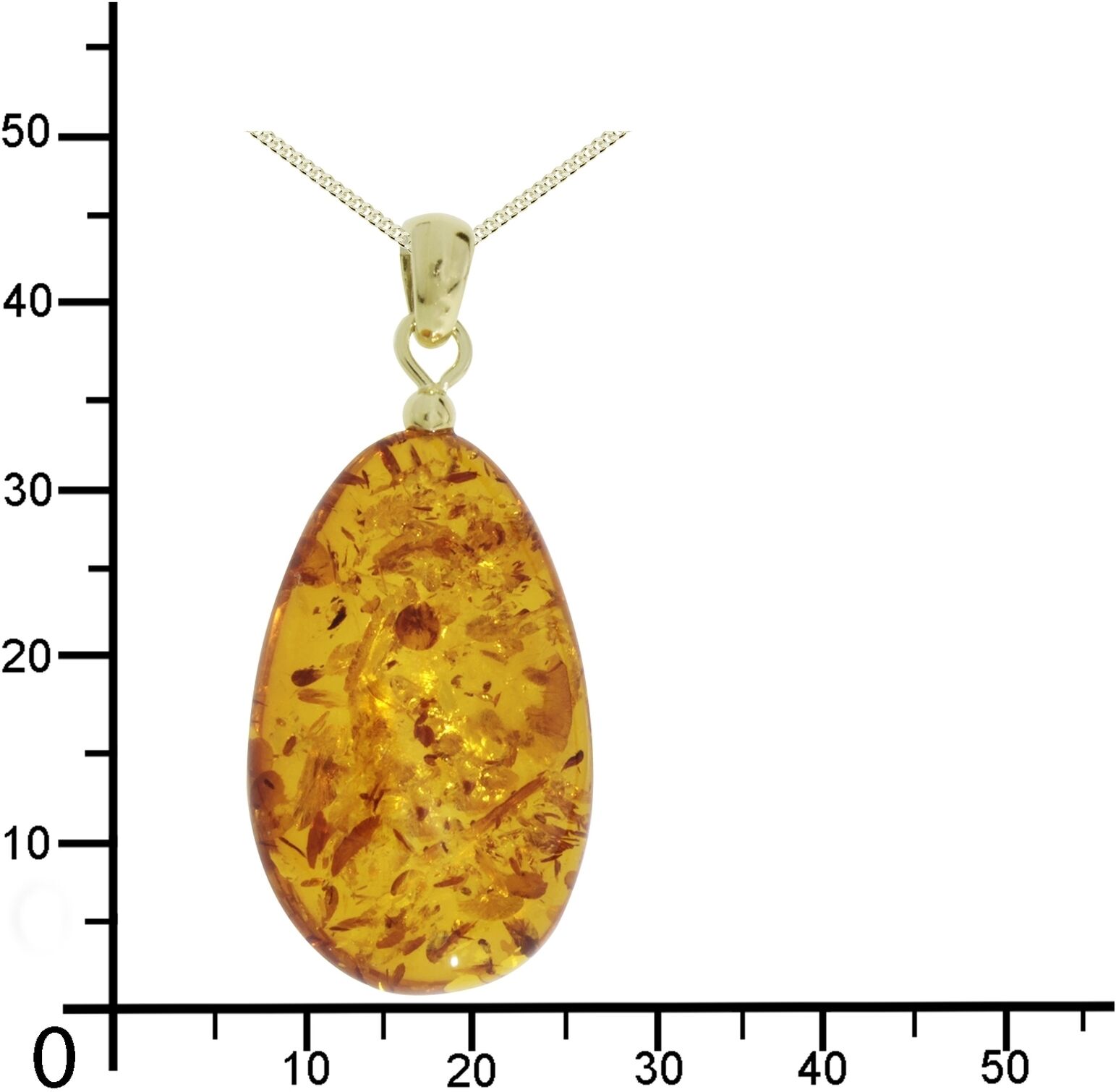 Kette mit Anhänger OSTSEE-SCHMUCK "Ostsee-Schmuck Kette mit Anhänger Tropfen ca. 30 mm lang" Gr. 60, gold, Halsketten, Damen, 60cm, Silber 925 (Sterlingsilber), L: 42, Kette mit Anhänger gold 60cm, Silber 925 (Sterlingsilber), L: 42