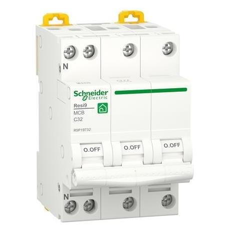 Schneider Electric Miniatur-Leistungsschalter, Resi9, 3P + N, 32 A, C-Kurve, 6000 A, 400 V (3606481905086)