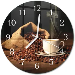 WANDUHR aus Glas Ø30 cm - Kaffeebohnen