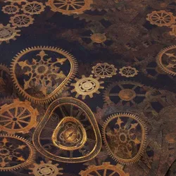 Baumwollstoff-Digitaldruck "Steampunk", Serie Ria, braun-color