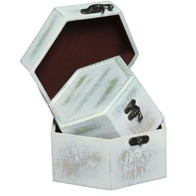 Aufbewahrungsbox AMBIENTE HAUS "Seifenholz Graues Holzkästchen-2er-Set a", weiß (antikweiß), B:22cm H:14cm T:22cm, Holzwerkstoff, Aufbewahrungsboxen, Aufbewahrungsbox