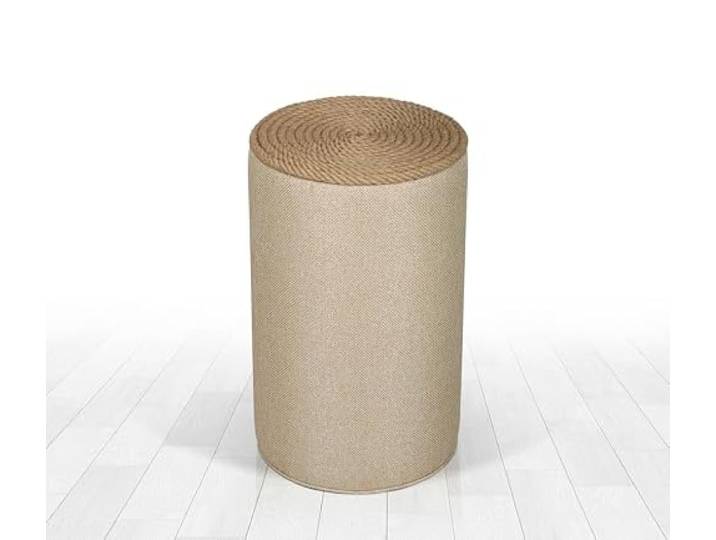 Atelier Del Sofa Bohème-Pouf, cremefarben, 52 cm hoch x 31 cm tief 50% Baumwolle & 50% Leinen, PVC-beschichtete, verdeckte Beine, stilvoll & funktional