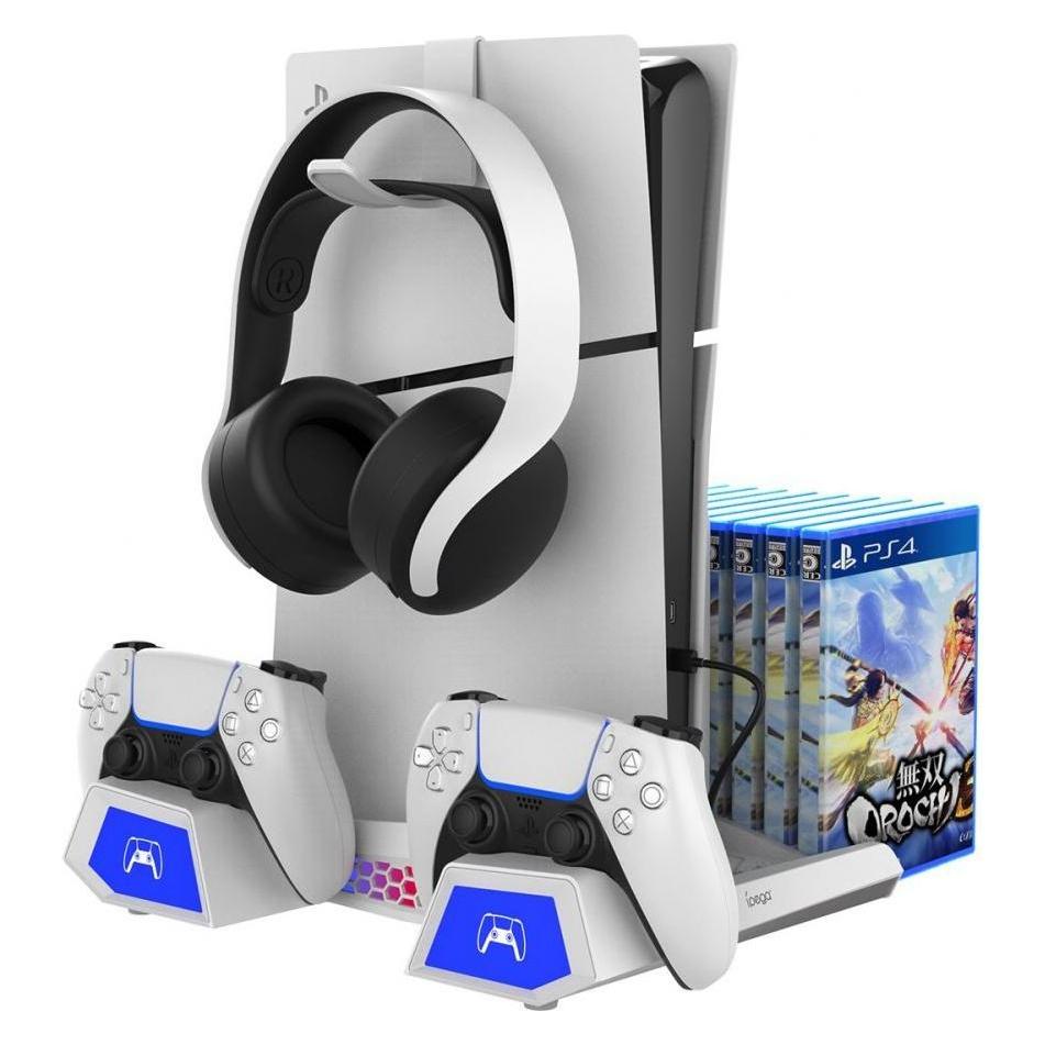 - iPega P5S023 Multifunctional Charging RGB Stand with Cooling for PS5/PS5 Slim White (PS5) (PG-P5S023)