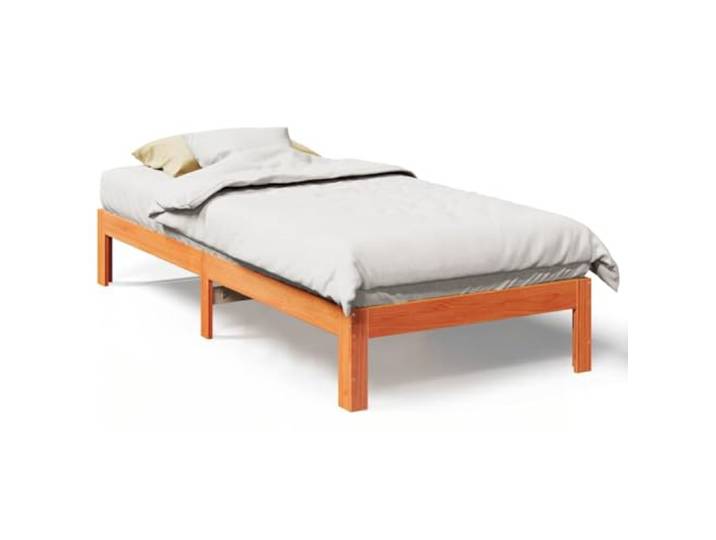 PUGYNBK Einzelbett Massivholz Kiefer Braun Wachs 80 x 200 cm Lattenrost im Lieferumfang enthalten, kein Lattenrost erforderlich, robuste Beine, Verbindung für mehrere Betten