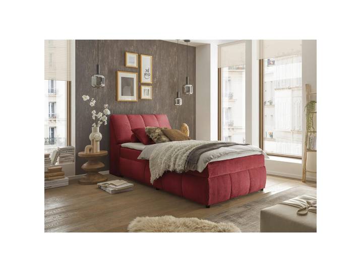 Mid.you Boxbett, Rot, Kunststoff, 120x200 cm, Bettkasten, gepolstertes Kopfteil, Schlafzimmer, Betten, Boxspringbetten