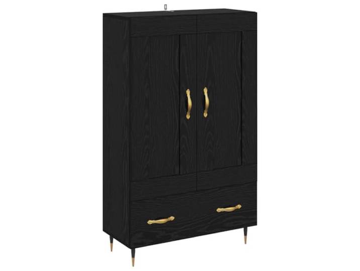 Highboard Schwarz Eichen-Optik Holzwerkstoff mit Türen und Regalen 69,5 x Moderne Optik, robustes Material, goldene Griffe, schwarze Beine, vielseitig nutzbar, pflegeleichte Oberfläche