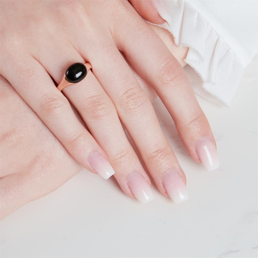 Unique Rosévergoldeter Sterling Silberring mit Onyx rosé