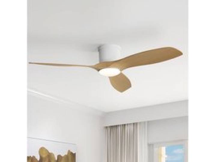 COVREO Ventilateur de plafond extra-plat 52 pouces 3 pales en ABS éclairage LED 18 W télécommande blanc
