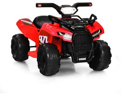 Costway 6V Kids ATV Quad Electric Ride On Car with LED Light and MP3-Red